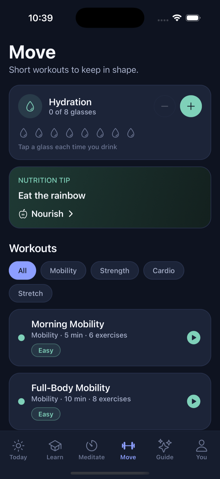 Move workouts and hydration