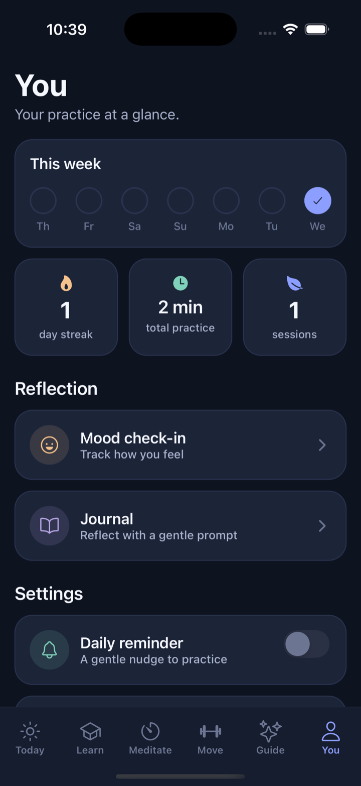 Your progress and settings